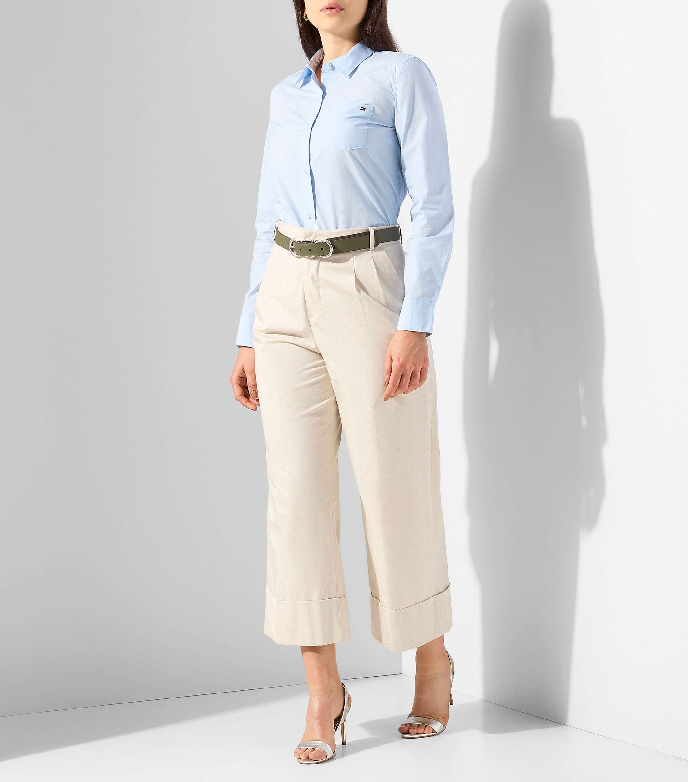 Camisa lisa manga larga Mujer